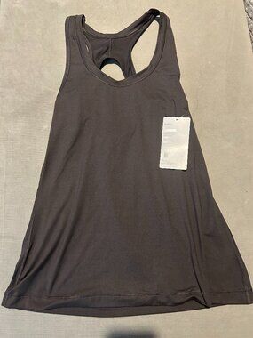 NWT ATHLETA Dark Grey Nitro Open Back Keyhole Cutout Workout Tank Top M